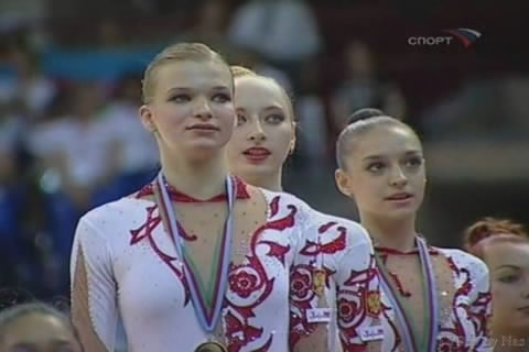 Evgenia Kanaeva-Award Ceremony-Team Competition-EC Baku 2007